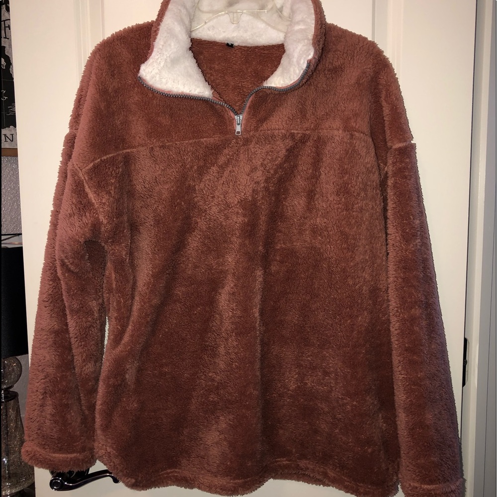 Half zip teddy jacket